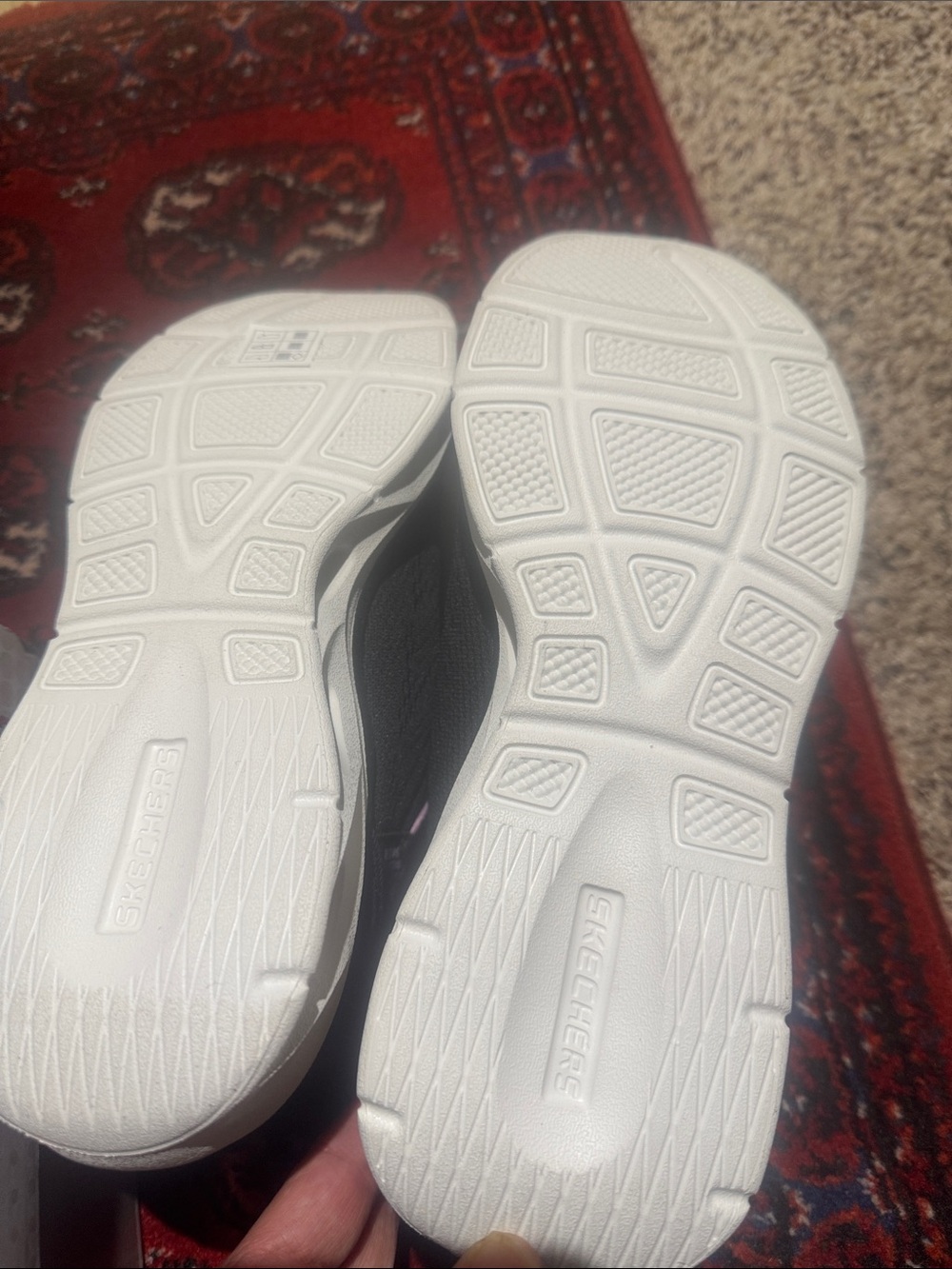 Skechers Women's Black Knit Athletic Sneakers with Light Pink Trim - Picture 5 of 8